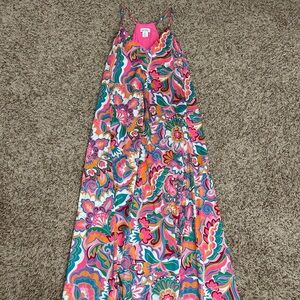 Multicolored Satin Maxi Dress Size XS!